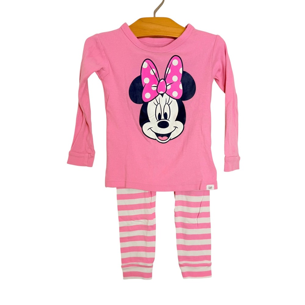 Baby Gap Disney Minnie Mouse Pink Striped Organic Cotton Pajama Set 3 Years